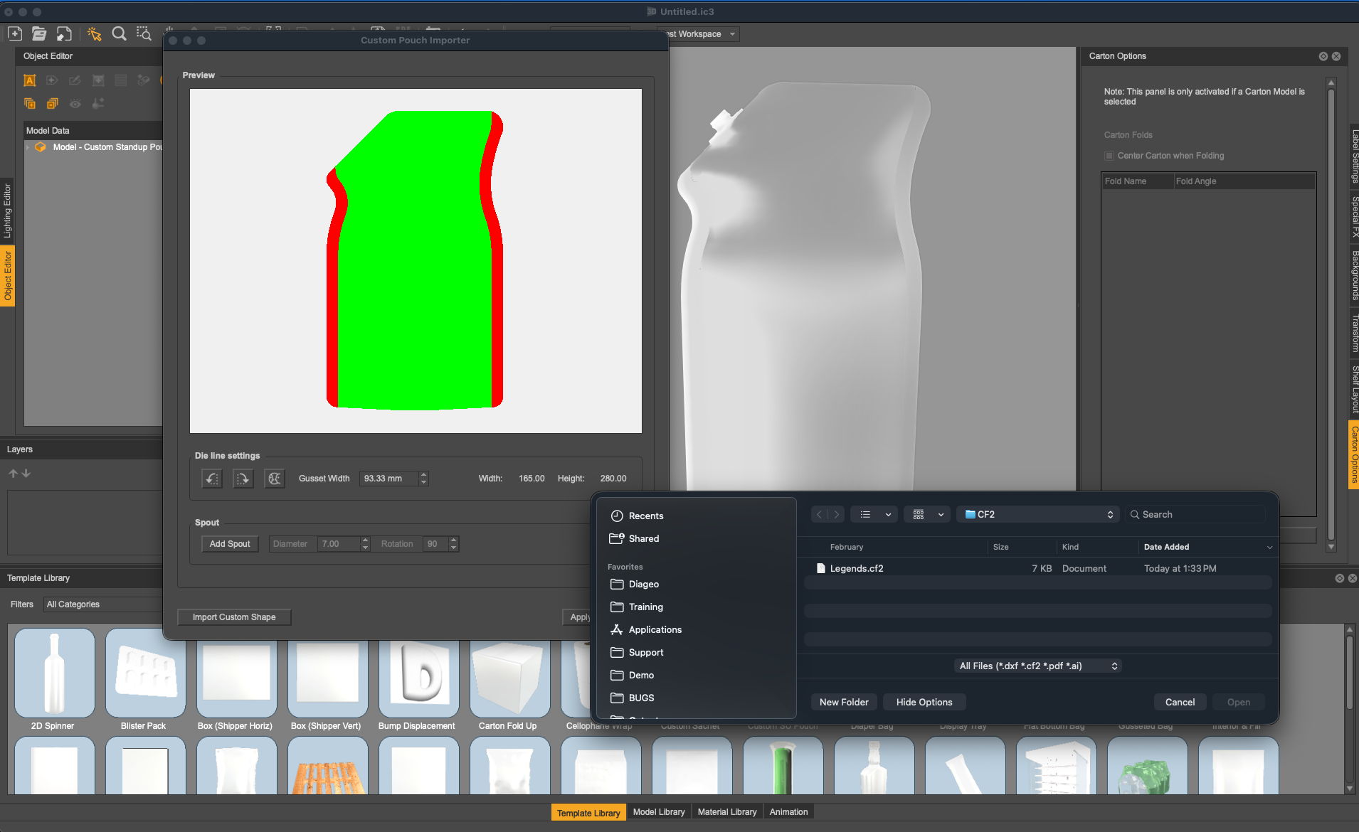 CF2 custom shaped bag